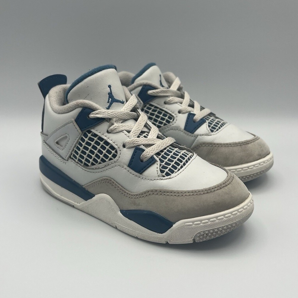 2024 Nike Air Jordan‎ 4 Military Blue Retro Shoes - Kids Toddler Size 10 USED